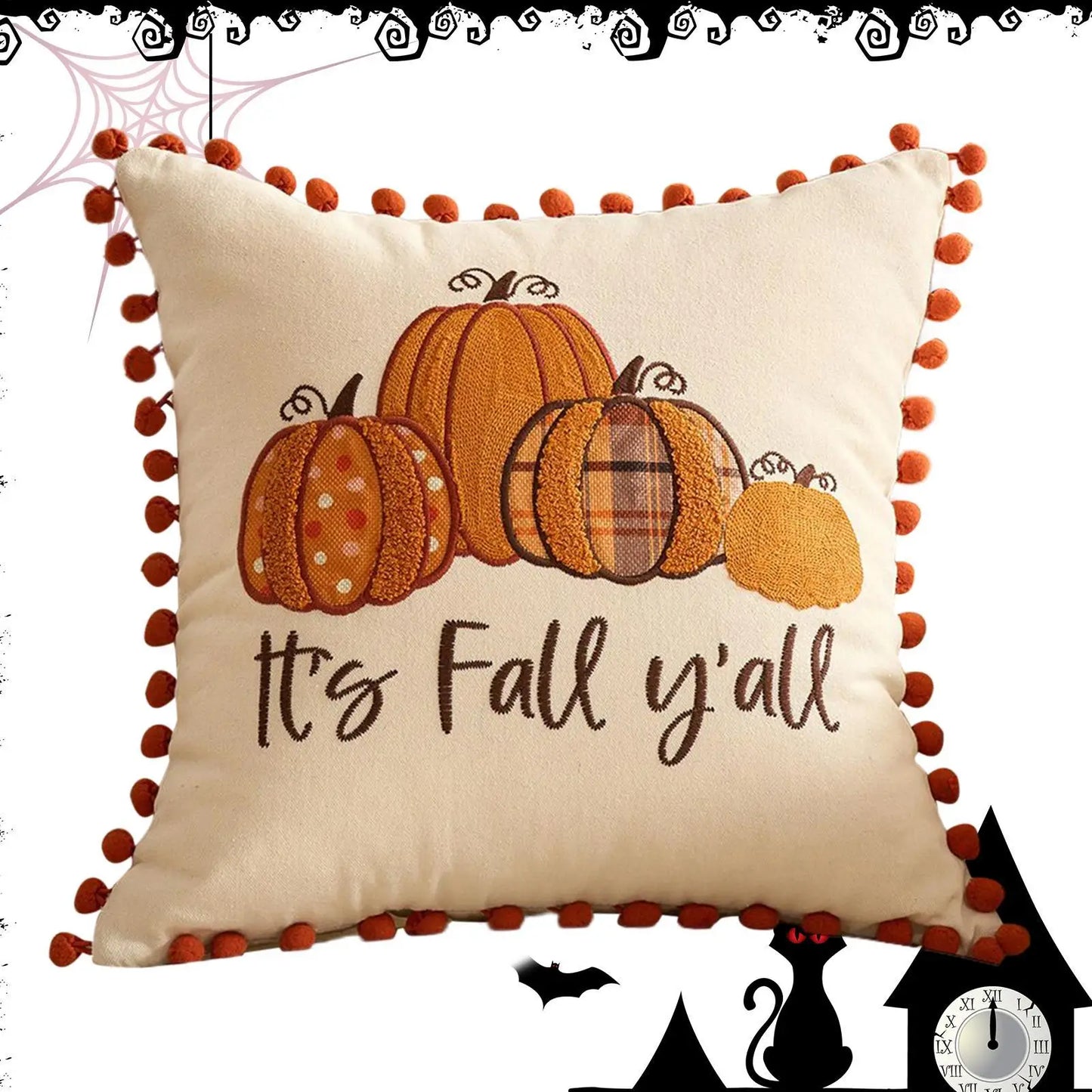 Autumn Pillow Covers Thanksgiving Fall Decor Pumpkin Throw Pillows Covers 18x18 Inch Cushion Pillowcase For Bedroom Halloween