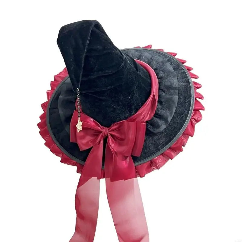 270D Bowknot Wizard Hat Halloween Witch Hat Halloween Cosplay Costume Witch Hat Party Wizard Hat Stage Performances Props
