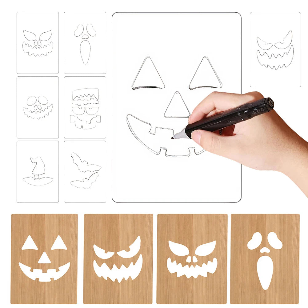 Halloween Pumpkin Ghost Bats Face Decorative Painting Stencils Metal Cutting Dies for DIY Pumpkin Carving Wood Walls Art Decor