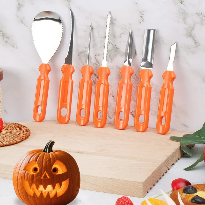 Pumpkin Carving Tools Kit Halloween - 7 PCS Professional Pumpkin Carving Set  - 12 PCS Stainless Steel Carving Tools Halloween