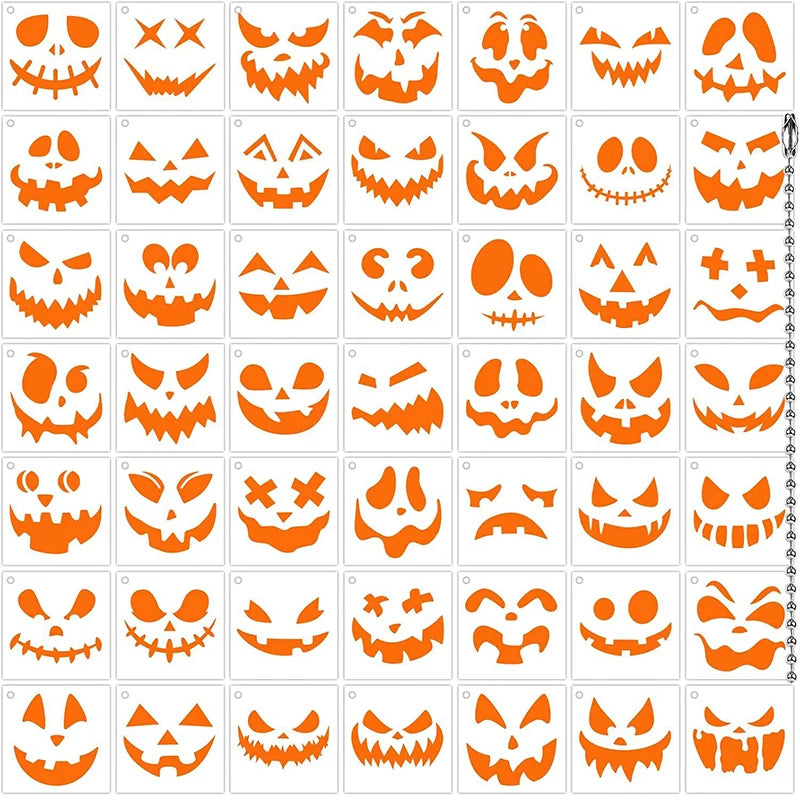  54pcs Halloween Acrylic Router Template for Scary Pumpkin Face Carving Door Mats for Halloween Stencils Woodworking DIY Crafts