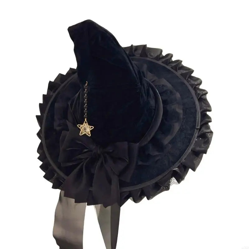 270D Bowknot Wizard Hat Halloween Witch Hat Halloween Cosplay Costume Witch Hat Party Wizard Hat Stage Performances Props