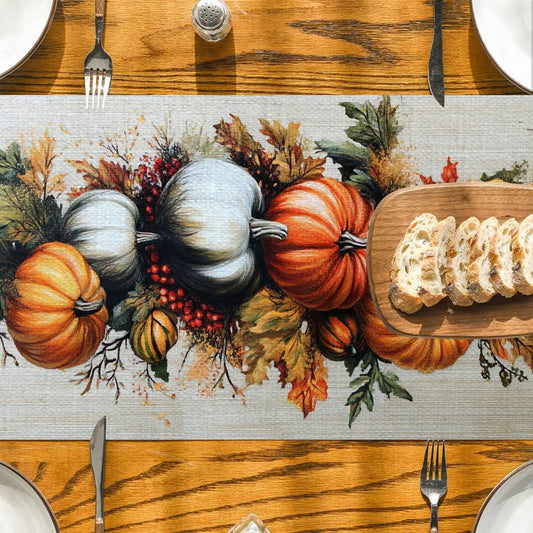 Polyester Table Runner Core Fall Pumpkin Vibrant Harvest Design Autumn Home Decor Cozy Seasonal Vibe High - Quality Polyester