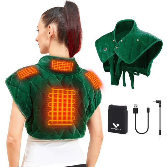 Vofuoti Portable Heating Pad for Neck and Shoulders Cordless Heating Pad with Battery and 3 Heat Settings Weighted Electric Heated Neck Shoulder Wrap 16 x 22 2.2lbs
