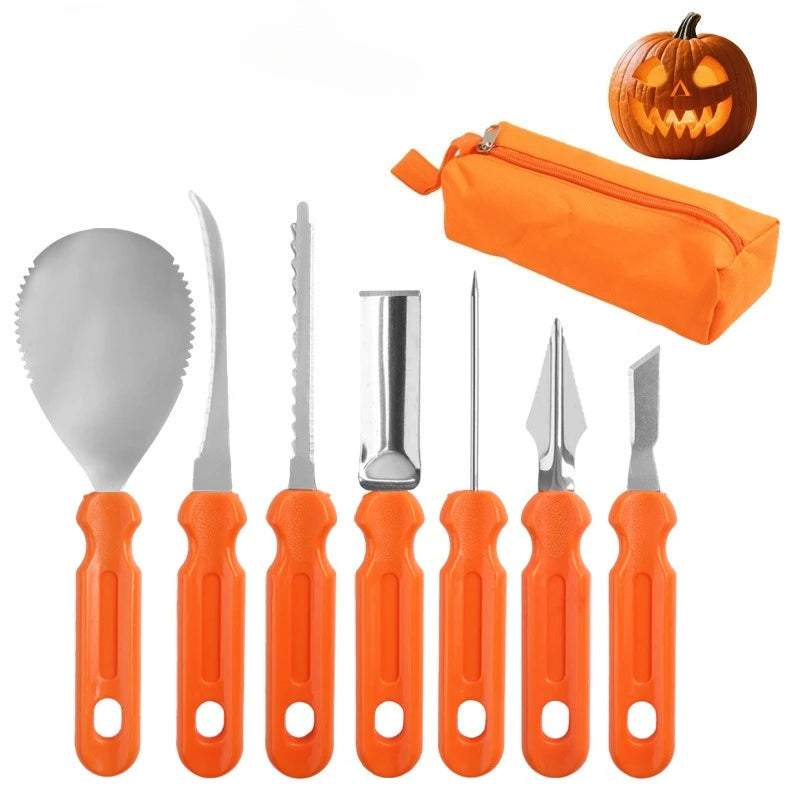 Pumpkin Carving Tools Kit Halloween - 7 PCS Professional Pumpkin Carving Set  - 12 PCS Stainless Steel Carving Tools Halloween