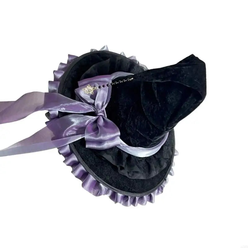 270D Bowknot Wizard Hat Halloween Witch Hat Halloween Cosplay Costume Witch Hat Party Wizard Hat Stage Performances Props