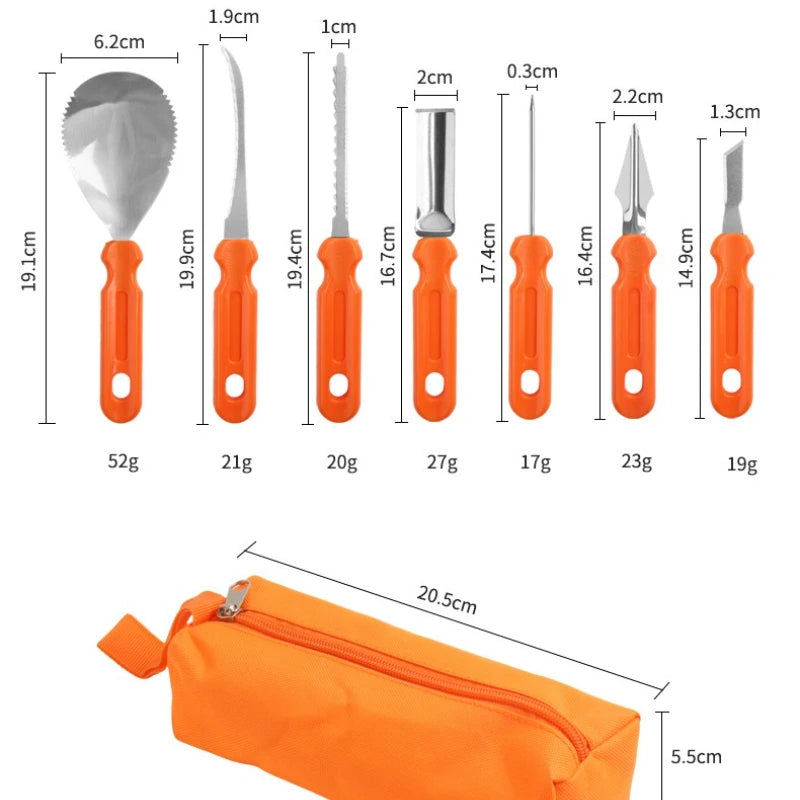 Pumpkin Carving Tools Kit Halloween - 7 PCS Professional Pumpkin Carving Set  - 12 PCS Stainless Steel Carving Tools Halloween