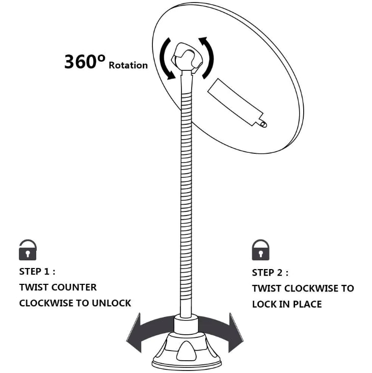 360-Degree Rotating LED Makeup Mirror with Suction Cup