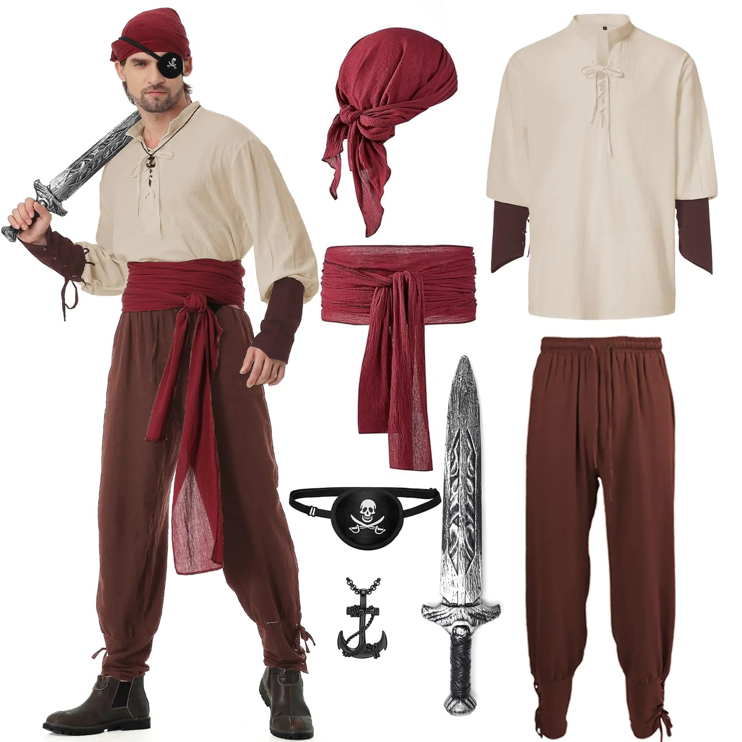 Changchupsem Men's Pirate Costume Set