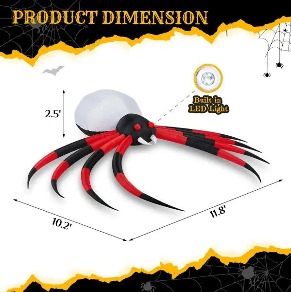 11.8 FT Halloween Inflatables Crawling Spider Outdoor Decorations