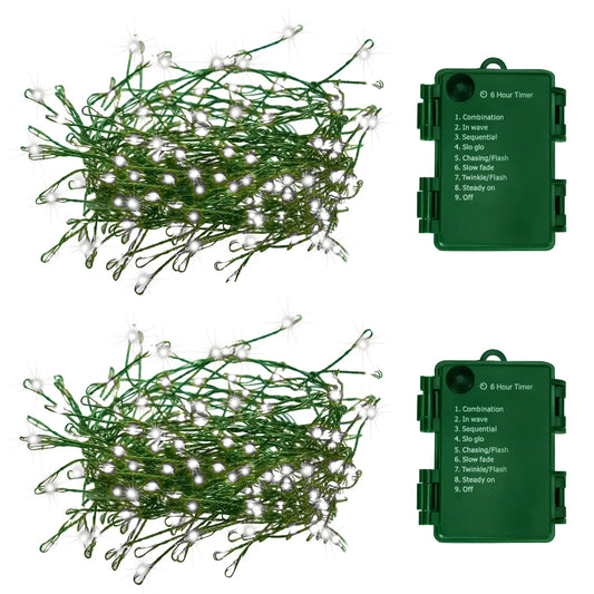 FairyGlim 2 Pack Battery Operated Christmas Lights 10FT 100 Micro LEDs Fairy Lights with 8 Modes and Timer Green Copper Wire for Indoor Outdoor Christmas Tree Wreath Garland Garden Party Cool White