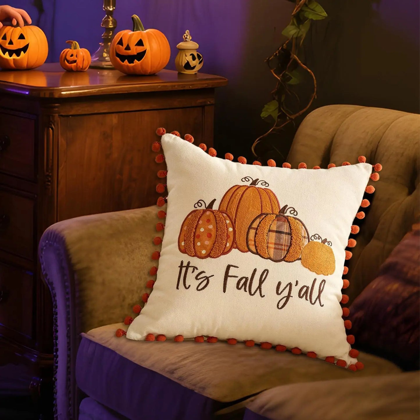 Autumn Pillow Covers Thanksgiving Fall Decor Pumpkin Throw Pillows Covers 18x18 Inch Cushion Pillowcase For Bedroom Halloween
