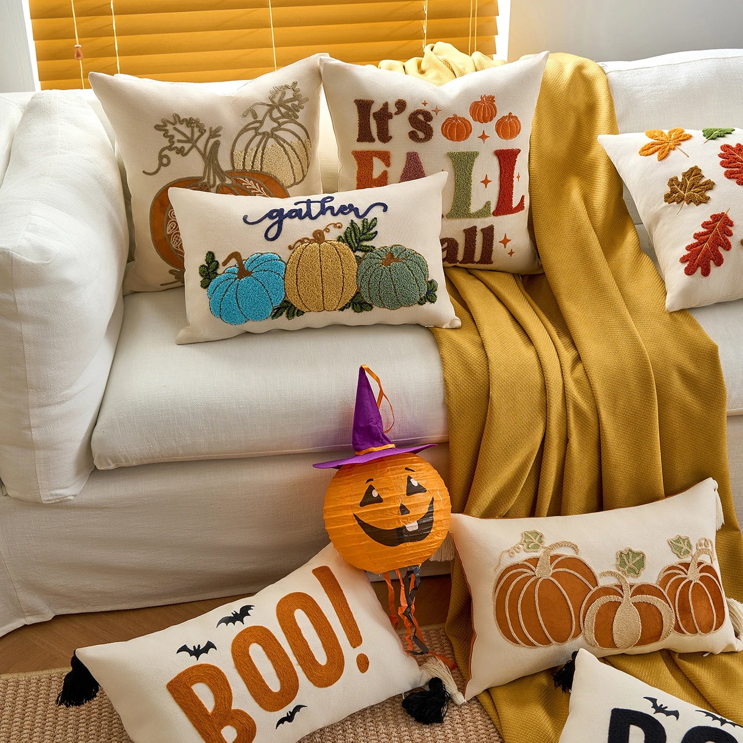 1pc Fall Pillow Cover 18 x 18 Inch Pumpkin Throw Pillow Covers Square Linen Pillowcase Halloween Decor Pillow Covers Seasonal Au