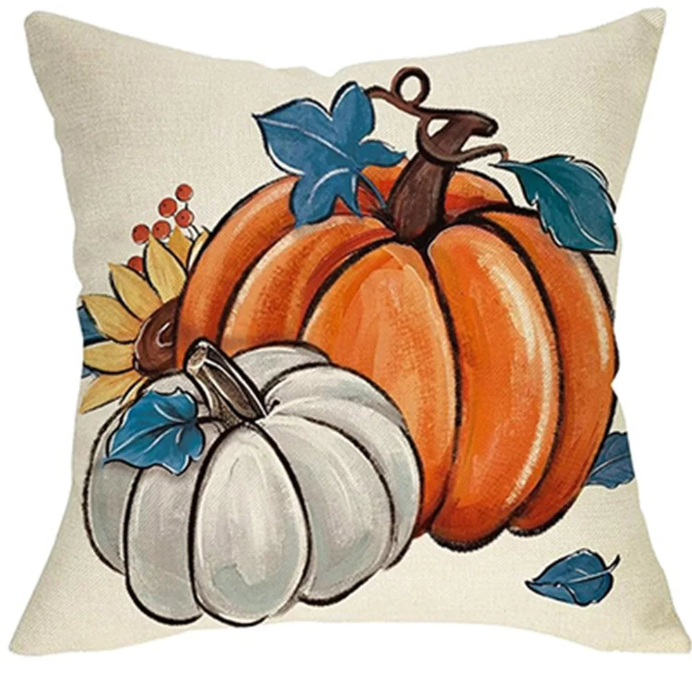 Hello Autumn & Fall Harvest Pumpkin Leaf Printed Cushion Covers Sofa cushion cover, home room decoration