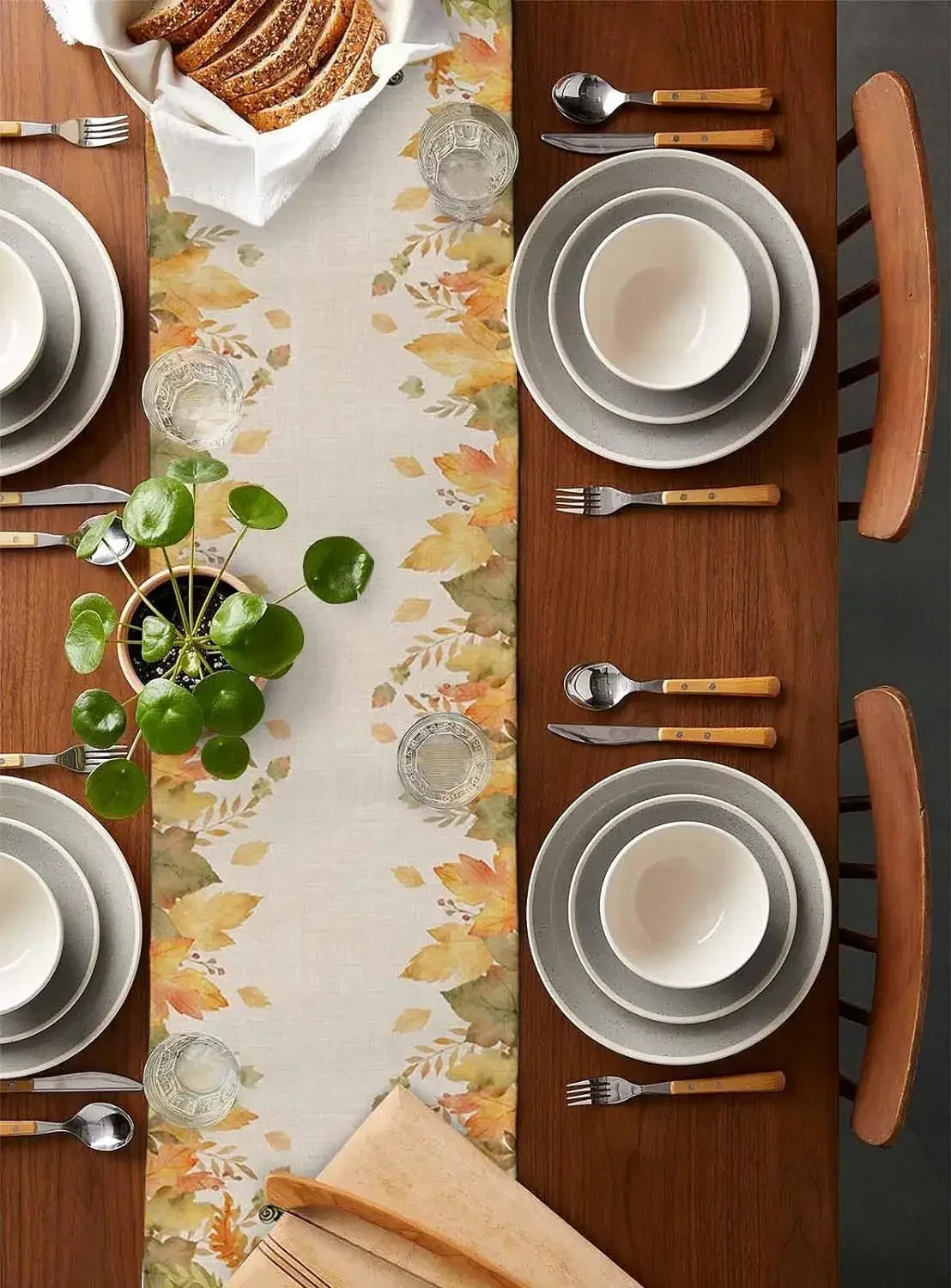 Fall Harvest Pumpkin Maple Leaf Table Runners Dresser Scarves Table Decor Reusable Kitchen Dining Table Runner Party Decor