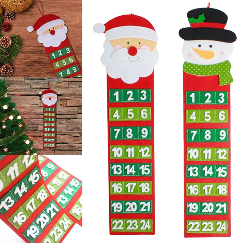 2025 Santa Claus Snowmen Christmas Advent Calendar Door Wall Window Decor Hanging Christmas Party Supply Xmas Gift