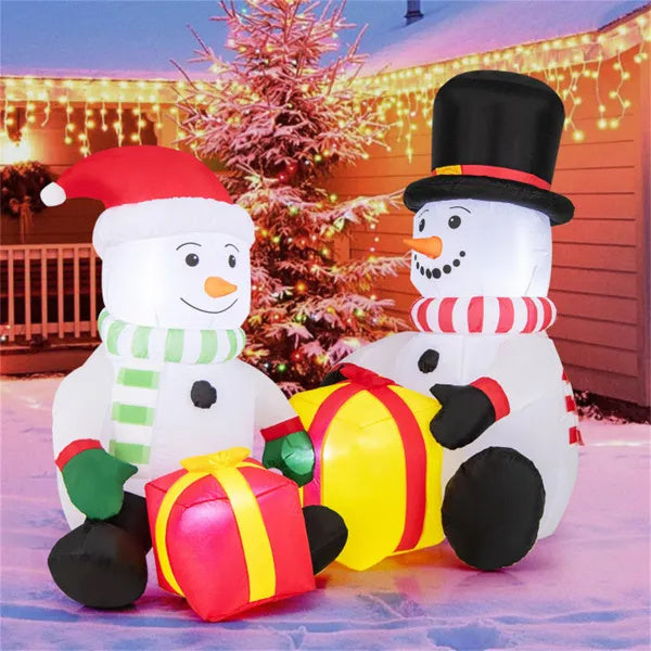 5 Feet Snowman Christmas Inflatables With Gift Boxes