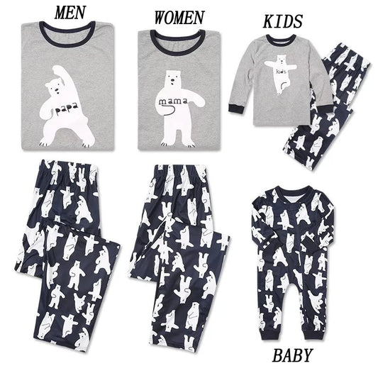 New Casual Family Matching Pajamas Set Cartoon Bear Kids Sleepwear Nightwear family Christmas Pajamas Outfits