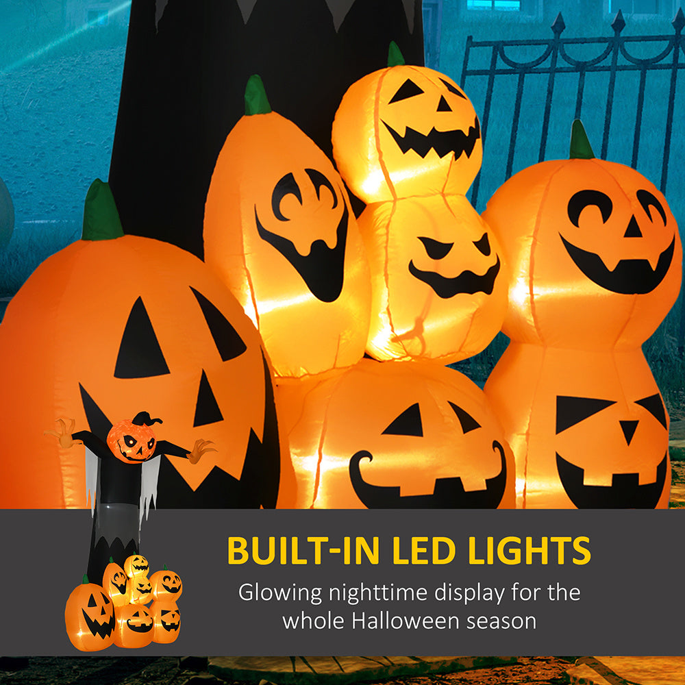 9ft Halloween Inflatables Outdoor Decorations, Pumpkin Ghost with Pumpkin Patch, Outdoor Giant Blow Up Yard Decor with Build-in LED