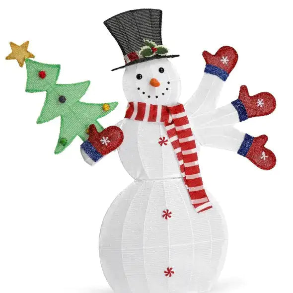 Lighted Snowman Christmas Yard Decorations, Pre-lit 2D Lighted Holiday Displays