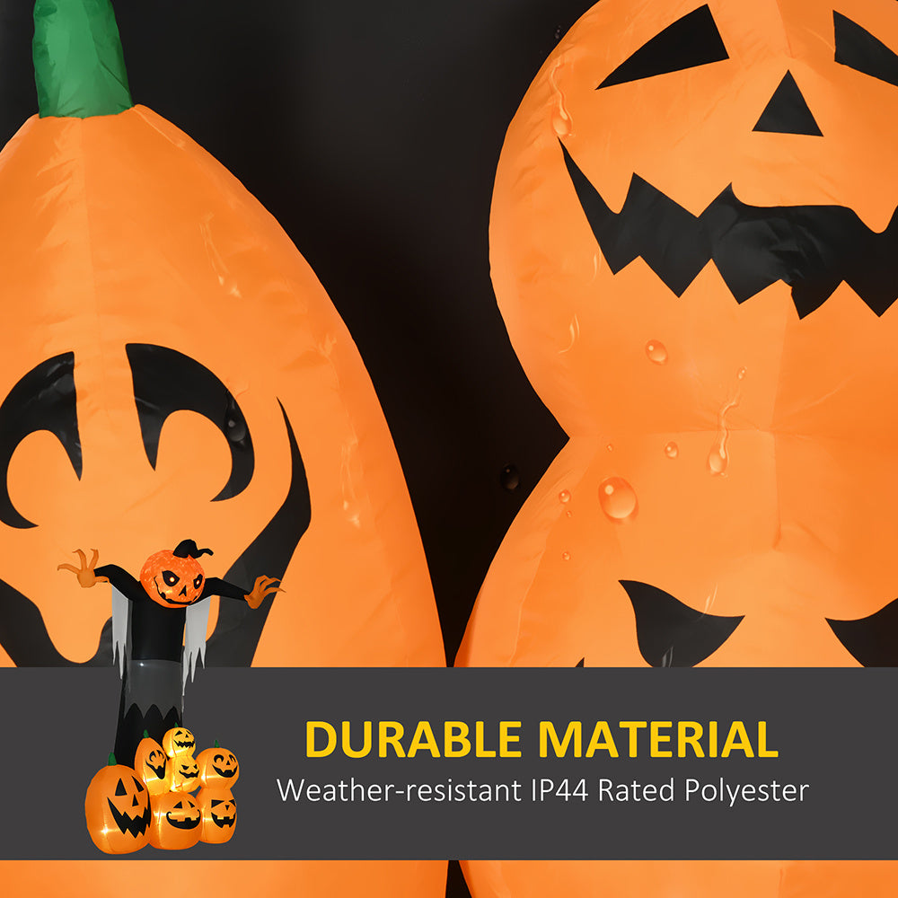 9ft Halloween Inflatables Outdoor Decorations, Pumpkin Ghost with Pumpkin Patch, Outdoor Giant Blow Up Yard Decor with Build-in LED