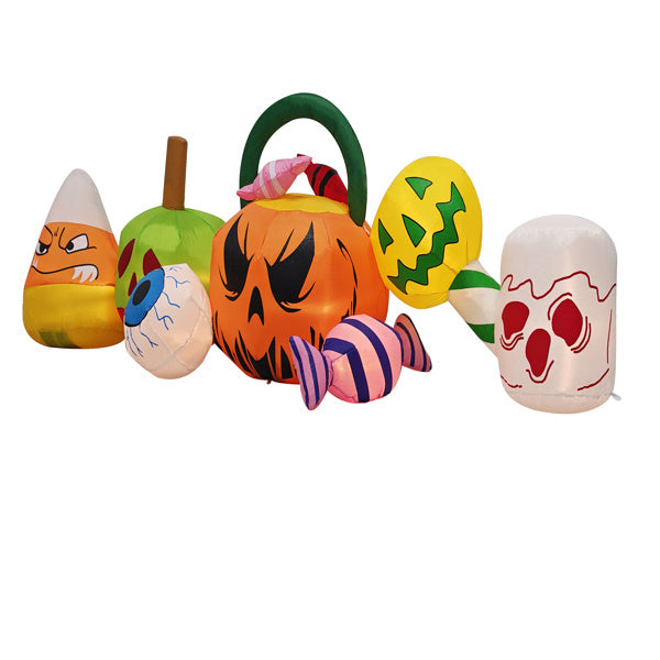 8FT Long Halloween Inflatables Pumpkins Eyeball Candy Outdoor Decorations, Blow Up Yard Decoration With Built-in LEDs