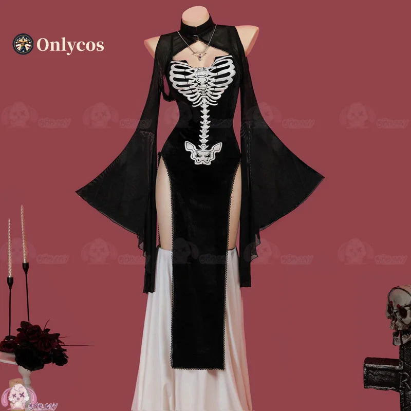 Skeleton Poem Dark Gothic Dress Cosplay Costume Uniform Halloween Carnival Party Christmas Play Role Clothes for Women Onlycos