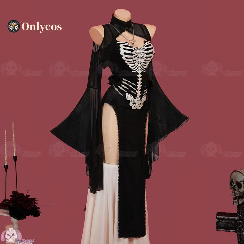 Skeleton Poem Dark Gothic Dress Cosplay Costume Uniform Halloween Carnival Party Christmas Play Role Clothes for Women Onlycos