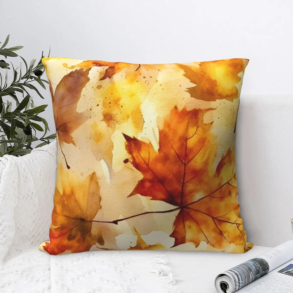 Autumn Maple Leaves Pillow Case Vintage Pillow Cover Soft Custom DIY Cushion Cover Pillowcases For Living Room Chair