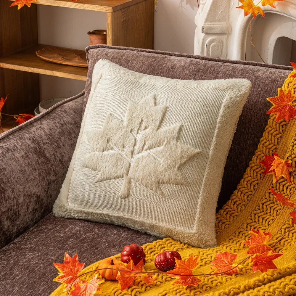 Halloween Pillow Covers Fall Pumpkin Throw Pillows Soft Plush Faux Fur Decorative Cushion Covers for Couch Sofa Bed Porch 45x45