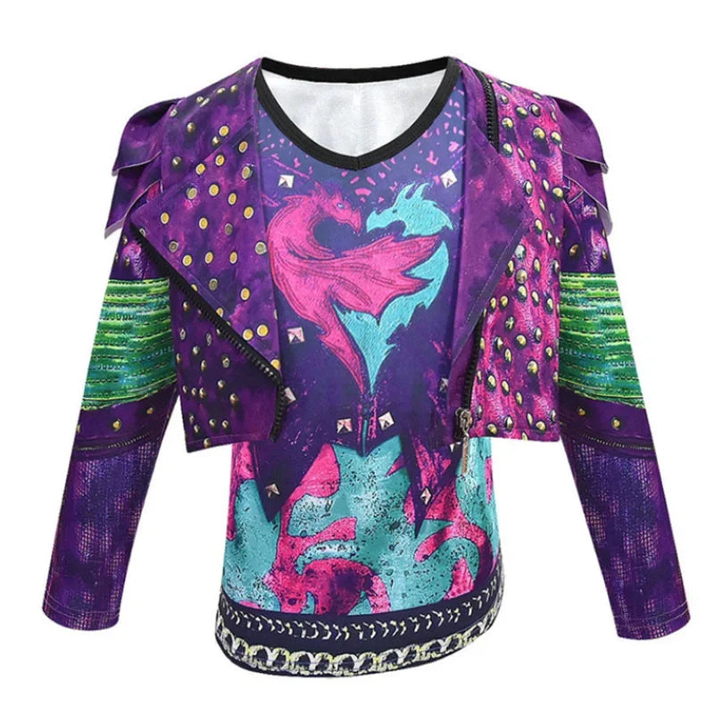 2025 ♥ New Halloween Kids Descendants 3 Mal For Girls Evie Cosplay Costume Child Fantasia Clothes Wig Birthday Party ☆★