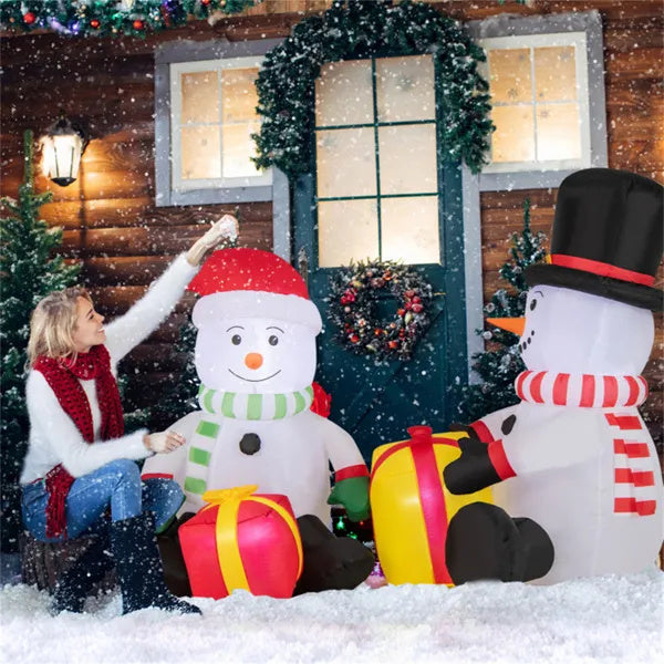 5 Feet Snowman Christmas Inflatables With Gift Boxes