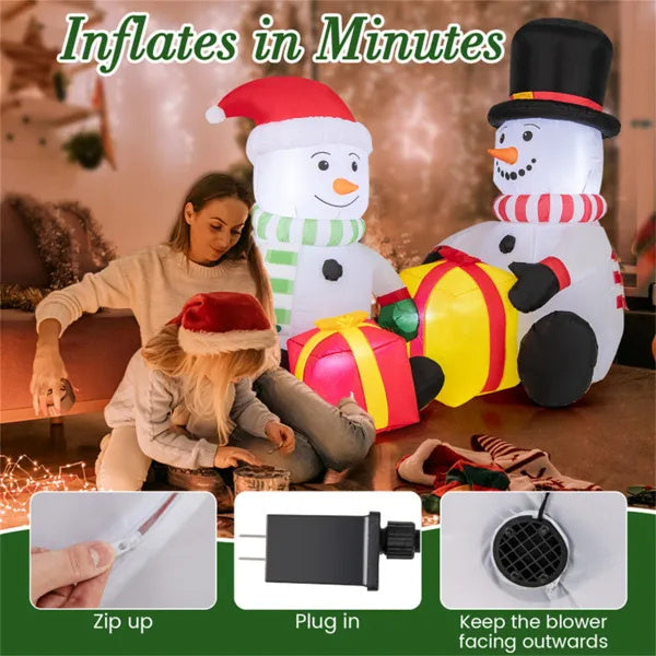 5 Feet Snowman Christmas Inflatables With Gift Boxes