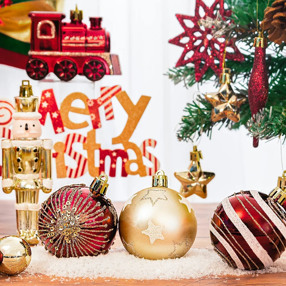 50Pcs Christmas Ball Ornaments Set Shatterproof Christmas Tree Hanging Decors Home Xmas Decoration for Home Hotel Party Decor