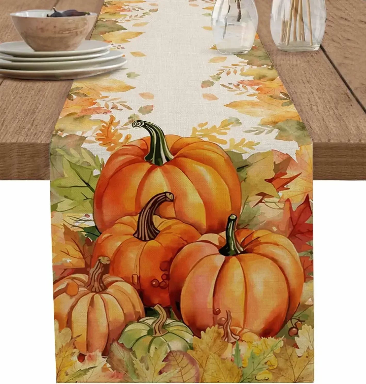 Fall Harvest Pumpkin Maple Leaf Table Runners Dresser Scarves Table Decor Reusable Kitchen Dining Table Runner Party Decor