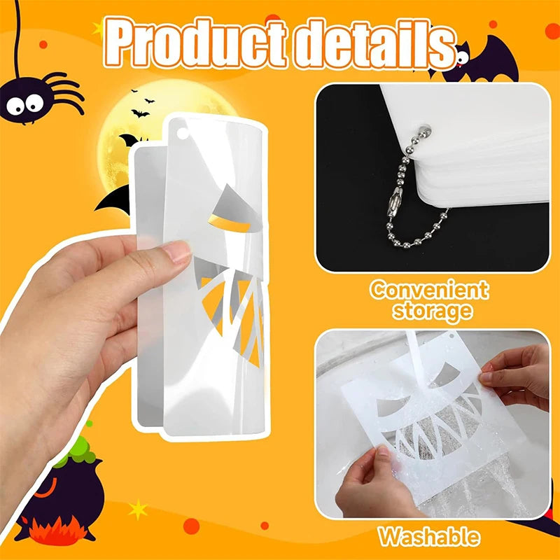 ﻿ 54pcs Halloween Acrylic Router Template for Scary Pumpkin Face Carving Door Mats for Halloween Stencils Woodworking DIY Crafts