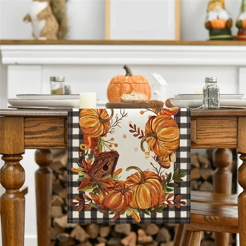 A23I-Fall Thanksgiving Tablecloth Table Runner Table Decoration Party Autumn Harvest Style High Guality Easy To Use