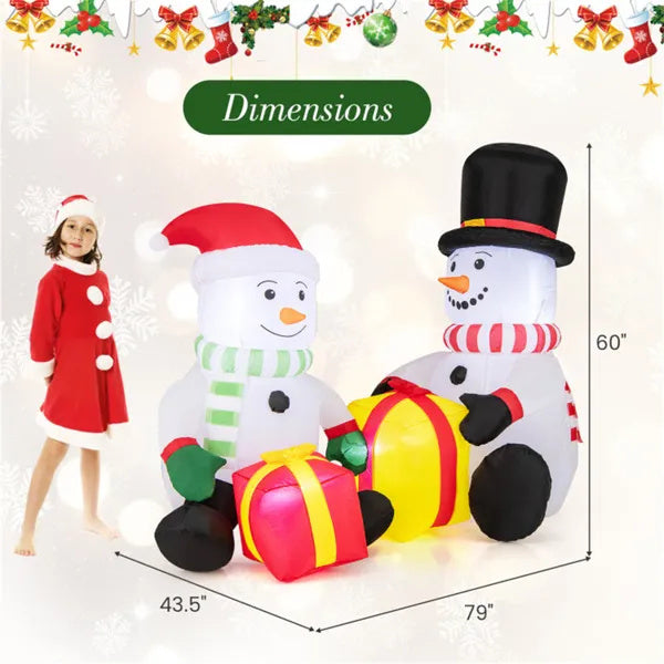 5 Feet Snowman Christmas Inflatables With Gift Boxes