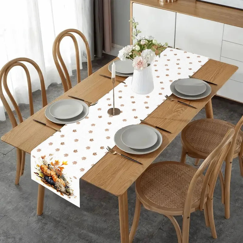 Fall Pumpkin Table Runner - Autumn Harvest Pumpkin and Sunflower Pattern for Thanksgiving Day,Dining Table Decorations