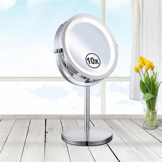 LED Makeup Mirror with 360° Rotation and 10x Magnification