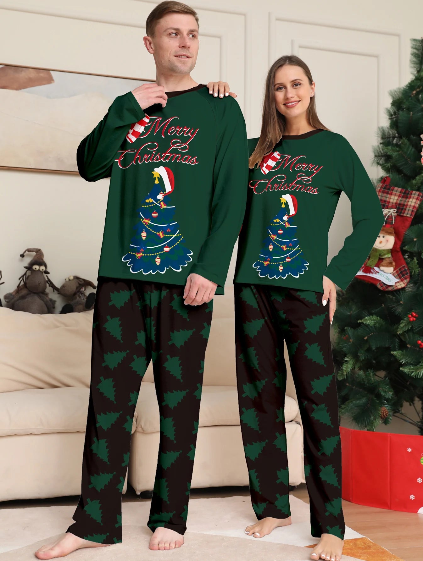 2024 Christmas Pajamas Family Father Mother Kids Girl Baby  Top+pants Matching Outfits Clothes Set Xmas Pyjamas Homewear