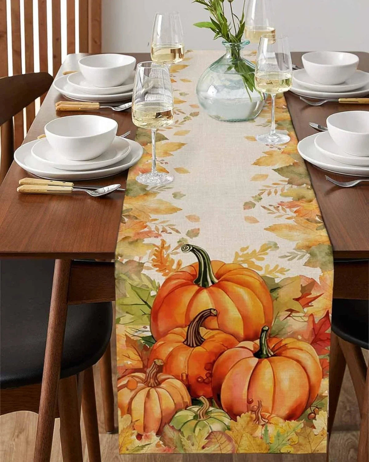 Fall Harvest Pumpkin Maple Leaf Table Runners Dresser Scarves Table Decor Reusable Kitchen Dining Table Runner Party Decor