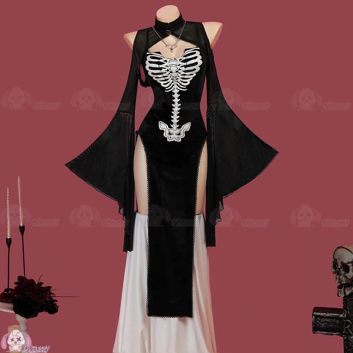 Skeleton Poem Dark Gothic Dress Cosplay Costume Uniform Halloween Carnival Party Christmas Play Role Clothes for Women Onlycos