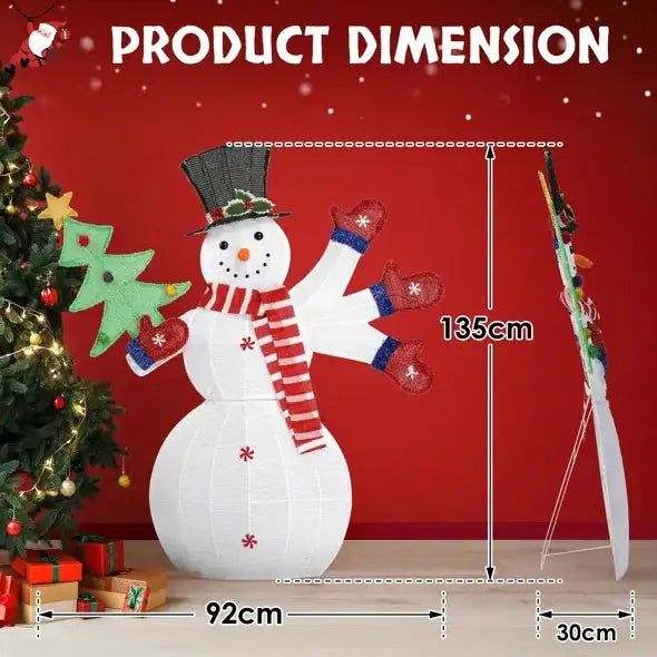 Lighted Snowman Christmas Yard Decorations, Pre-lit 2D Lighted Holiday Displays