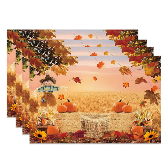 Autumn Thanksgiving Day Placemats Set of 4 12x18 Inch