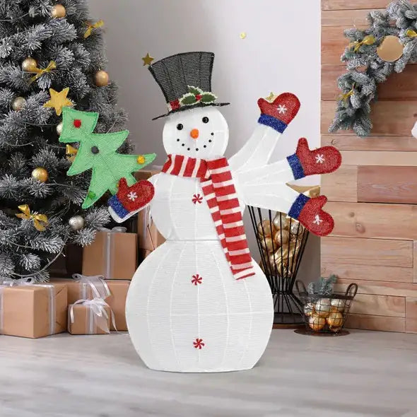 Lighted Snowman Christmas Yard Decorations, Pre-lit 2D Lighted Holiday Displays
