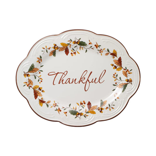 Pfaltzgraff Autumn Berry Small Oval Platter 10.5 inches Cream