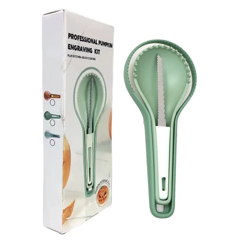 3-in-1 Melon Separator Pumpkin Carver Water Fruit Extractor Flesh Carving Tool Fruit Heart Scooper Halloween Props