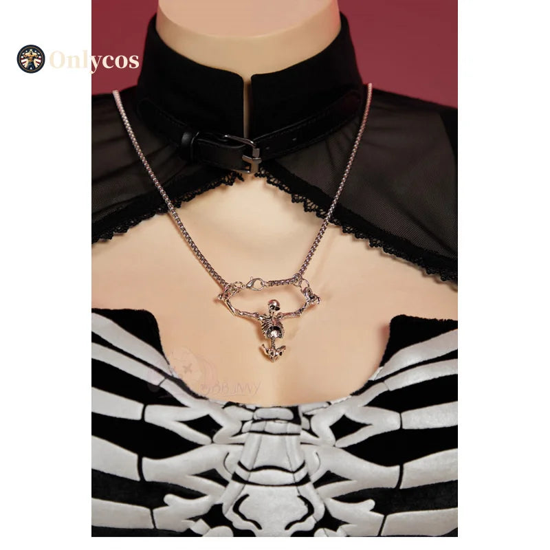 Skeleton Poem Dark Gothic Dress Cosplay Costume Uniform Halloween Carnival Party Christmas Play Role Clothes for Women Onlycos