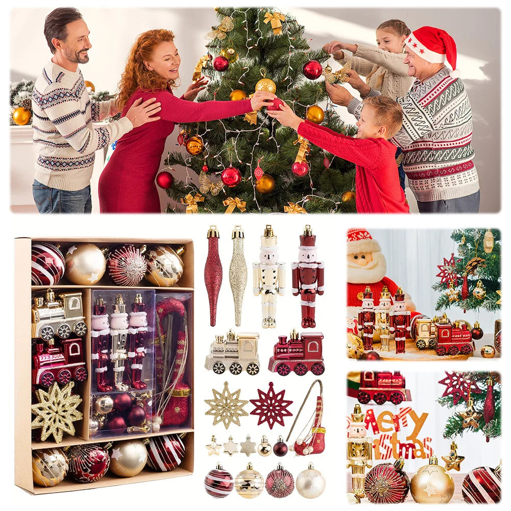 50Pcs Christmas Ball Ornaments Set Shatterproof Christmas Tree Hanging Decors Home Xmas Decoration for Home Hotel Party Decor